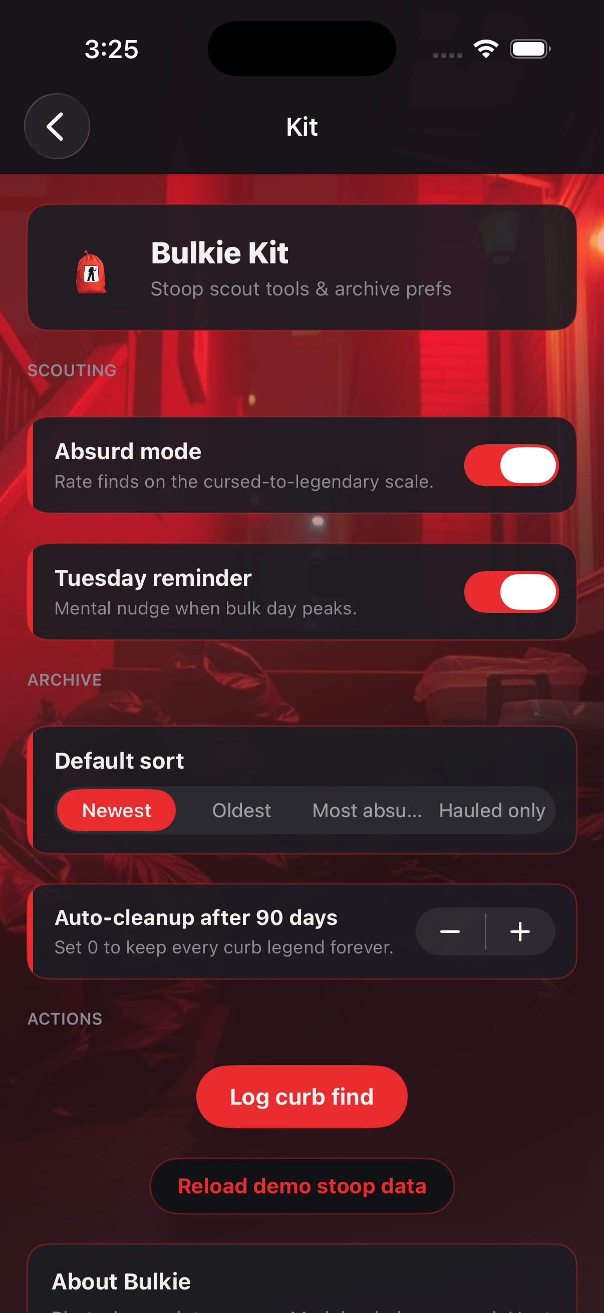 Kit settings